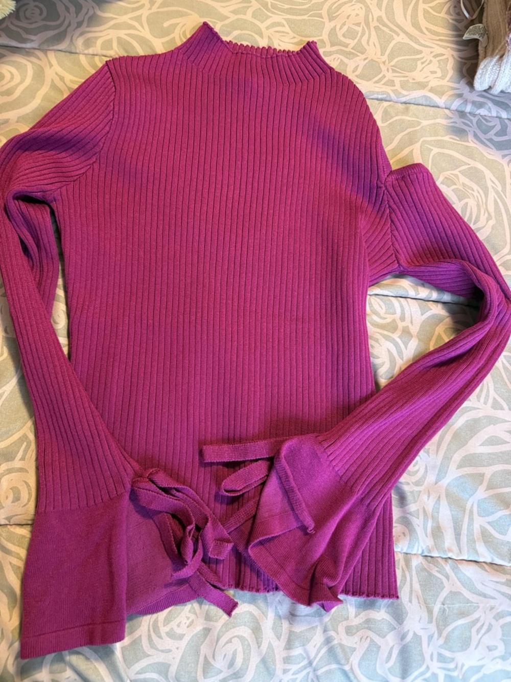 Sweet Rain Magenta Ribbed Turtleneck Sweater